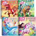4PCS Paint by Number Sticker Book Travel Activities for Girls Boys Kids Ages 4-10 Road Trip & Airplane Quiet Time Toys, Birthday Present, Preschool Classroom Party Gifts