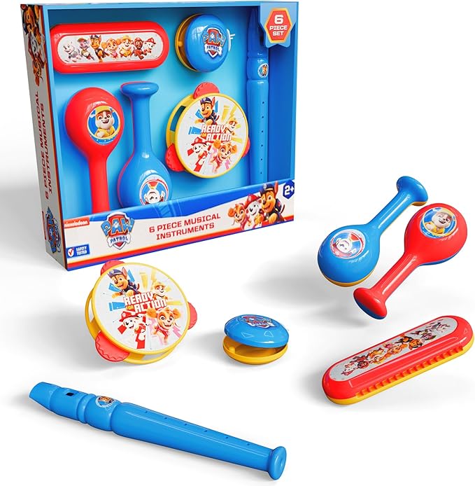 Lollipop Little Tikes Musical Instruments Set - Flute, Maracas, Harmonica, Tambourine for Toddlers, Educational Musical Toys Toys for Kids 24 Months+ (Paw Patrol red)