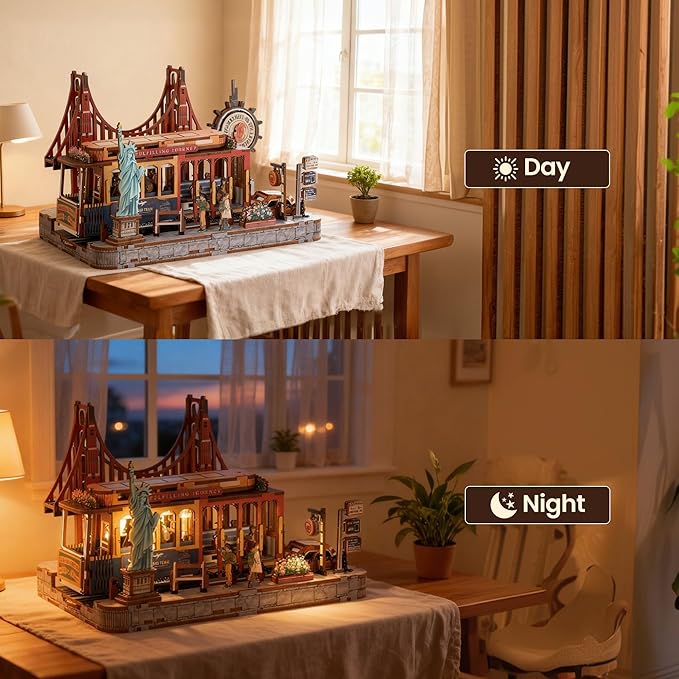 Book Nook Kit - DIY Miniature House Kit for Adults, Dollhouse Booknook Tiny House Bookshelf Decor 3D Wooden Puzzle Street Model, Ideal Gift for Book Lovers, Family, Friends (Dangdang Car)