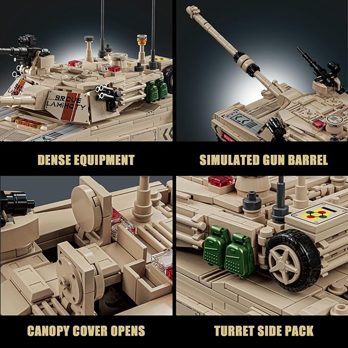 M1A2 Abrams Tank Building Set for Adults-Compatible with Lego Tank, Collectible Army Model, Gift Ideal for Military Enthusiasts (1002 PCS)