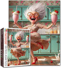 Grandma Dancing Puzzles for Adults 1000 Pieces Strawberry Sundaes DIY Handwork Puzzles Art Jigsaw Puzzles for Home Decoration Difficult and Challenge Large Puzzle Family Games Unique Gift