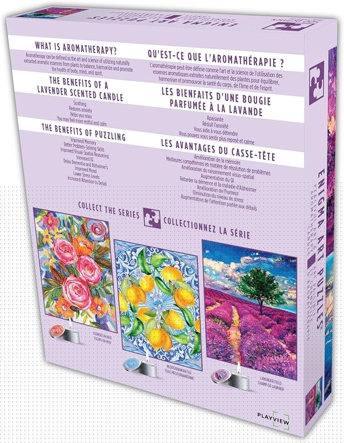 KI Puzzles 500 Piece Puzzle for Adults Aromatherapy Lavender Jigsaw with Scented Candle from Playview Brands
