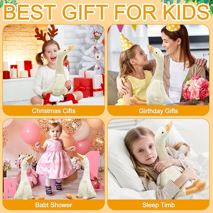 Sosation 3 Pieces 23.6'' Silly Goose Plush Stuffed Animal Toy, Swan Stuffed Animal, White Fluffy Cute Goose Funny Duck Plush Swan Toys Gifts for Home Birthday Favor