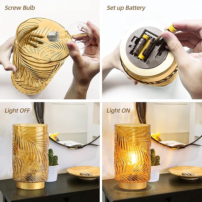Battery Operated Table Lamp, Cordless Lamps for Home Decor, Battery Powered Nightlight with LED Bulb with Timer, Decorative Lights for Living Room Bedroom Tabletop Entryway Centerpiece Gift (L Yellow)