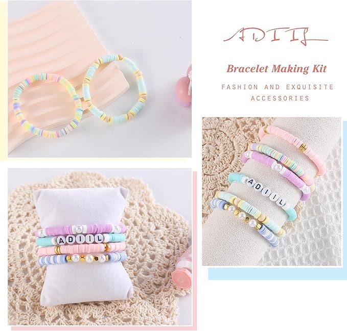 ADIIL 7200pcs Clay Beads Bracelet Making Kit, 6mm Polymer Heishi Beads for Jewelry Making, Friendship Bracelet Kit Birthday Gift for Adults Colorful