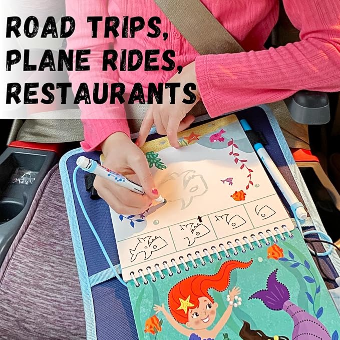 Totebook Kids Travel Educational Activity Book with Washable Markers - Car and Airplane Activities, Learning Toys for Toddlers- Reusable Stickers for Ages 4, 5, 6 (Jungle & Extra Ocean Book)
