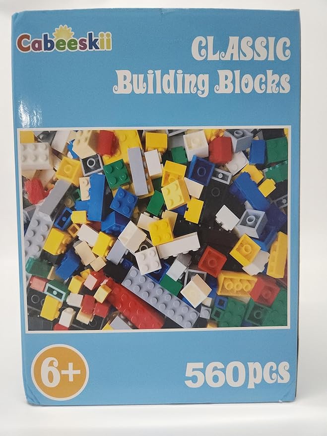 560 Pieces Classic Building Blocks Bulk with 2 Baseplates, Building Bricks in 7 Size and 8 Color, Compatible with All Major Bricks, for Kids & MOC Lovers
