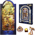 Book Nook Kit Interstellar, DIY Booknooks Kit for Adults Teens with Sensor Lights, Bookshelf Diorama Miniature Scenes Insert Decor, 3D Wooden Puzzle Miniature House Kit Gifts