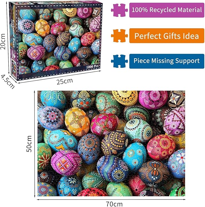 HUADADA Puzzles for Adults 1000 Piece-Easter Egg-1000 Piece Puzzles for Adults and Kids Educational Easter Egg Puzzle (27.56" x 19.67")