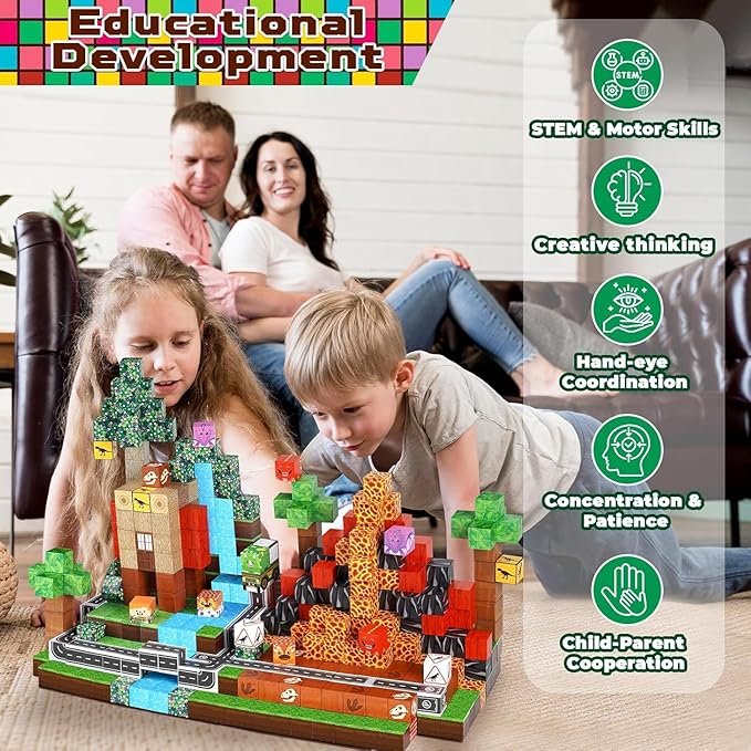 100PCS Magnetic Building Blocks - Stacking Magnets for Kids, Sensory Toy for Toddlers STEM Learning, Birthday Gifts for 3-10 Years Old Boys Girls, Magnetic Blocks for kids ages 5 6 7 8 9 10