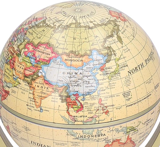 World Globe for Adults, Clear Plastic, Political Map, Desktop Rotating Earth Geography Globe
