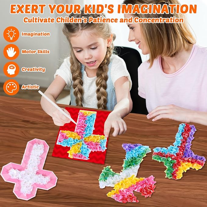 8PCS Poke-in Craft and Art Kit Kids Religious Cross Themed No-Mess Fabric Sewing Art Girl Boy 4-12 Puzzle Puncture Painting Christian Sunday School VBS Creative Activity Game Birthday Party