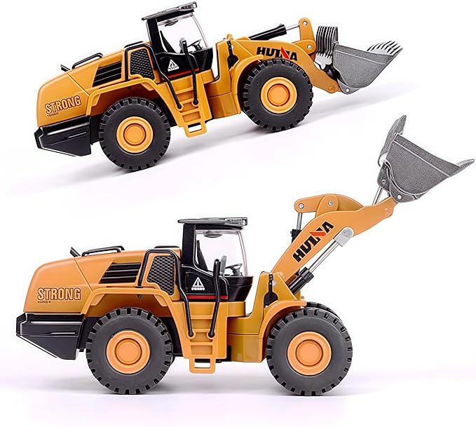 Gemini&Genius Wheeled Loader Heavy Duty Construction Site Vehicle Toys 1:60 Scale Diecast Bulldozer Engineering Shovel Dump Truck Collectible Alloy Model Toys for Kids and Decoration for House