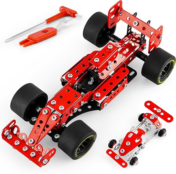 Car Building Kits for Boys 8-12,Building Cars Metal Erector Set,Racing Car Building Kits for Boys 12-15,Assembly Red Vehicle Model for Kids Kids 8+ Years Old（260Pieces）
