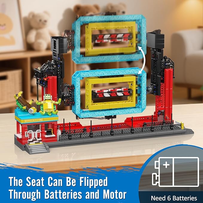 Mould King Rolling Swing Ride Building Blocks Set, 2118+ Pieces Amusement Park Model Kit with Motors, Creative Engineering City Sets, Collectible Building Toys for Teens, Adults
