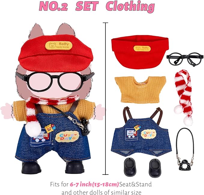Doll Clothes Set for Labubu , 26-Piece Set , Cute Clothes for Labubu Outfits with Hat & Accessories for Premium Fashion Dress(No Doll).