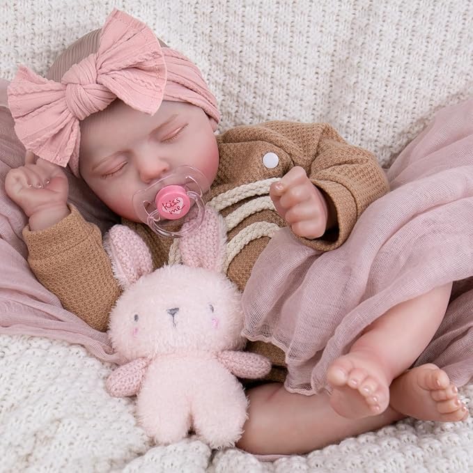 Aori 20 Inch Reborn Baby Doll - Hyper Realistic Lifelike Newborn Sleeping Girl with Rainbow Outfit, Soft Weighted Body Baby Doll for Girls Age 3 for Christmas, Birthday