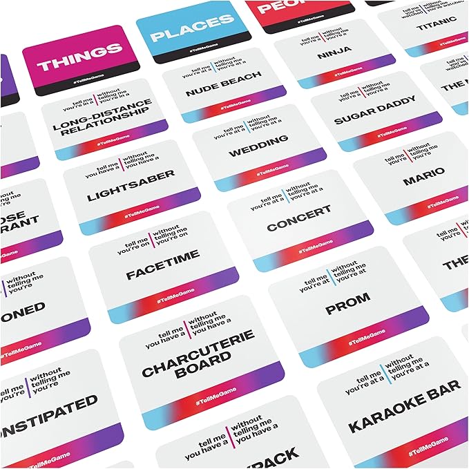 Spin Master Games, Tell Me Without Telling Me, 2025 Edition with New Cards, The Viral Adult Party Game for Bachelorette Parties, College, Friendsgiving, Adult Card Game, 4+ Players, for Ages 18 & Up