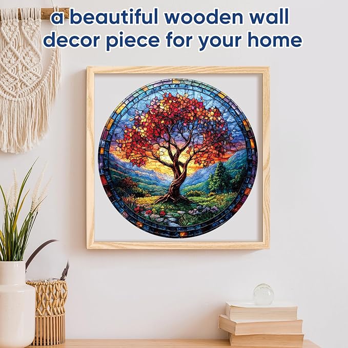 Fall Wooden Puzzles for Adults, Autumn Redwood Tree Jigsaw Puzzles 200 Pieces Unique Shape Adult Puzzles, Irregular Wood Creative for Adults Family Game 11.2 x 11.2 in