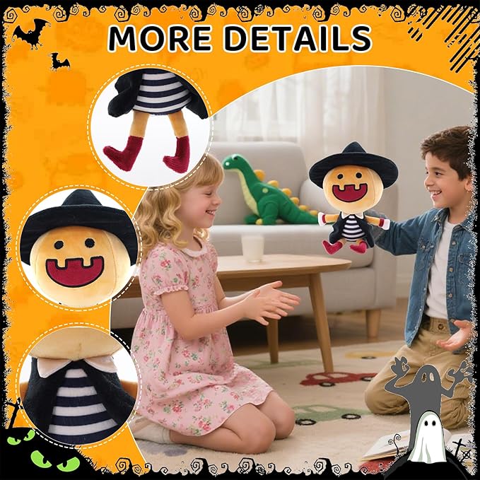 Sew Butiful Halloween Stuff Doll Cute Plushie Stuffed Yellow Pumpkin Boy Toy Gift for Kids, Girls, Children