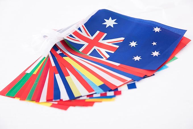 International Flags of The World 100 Countries Pennant Bunting World Flag Banner for Themed Parties, Grand Openings, Around the World Decorations