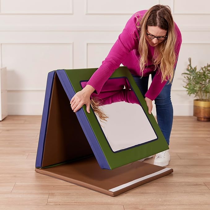 ECR4Kids SoftZone Folding Floor Mirror, Sensory Toy, Earthtone