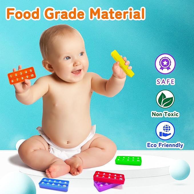Ten-Frame Counting Toys, 10-Frame Bubble Popper Fidget Toys, Number Math Games, Montessori Educational Toy for Preschool Kindergarten Classroom Learning Activities Kids 3 4 5 Year Old