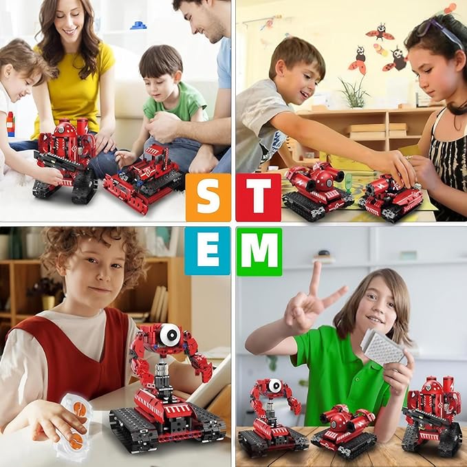 STEM Robot Kit for Kids Age 8-10 - 5in1 Building Toys with Remote & APP Control, Programmable Science Kits for Boys Age 8-13, Creative Engineering Toys for Hands-on Learning (495 Pieces)