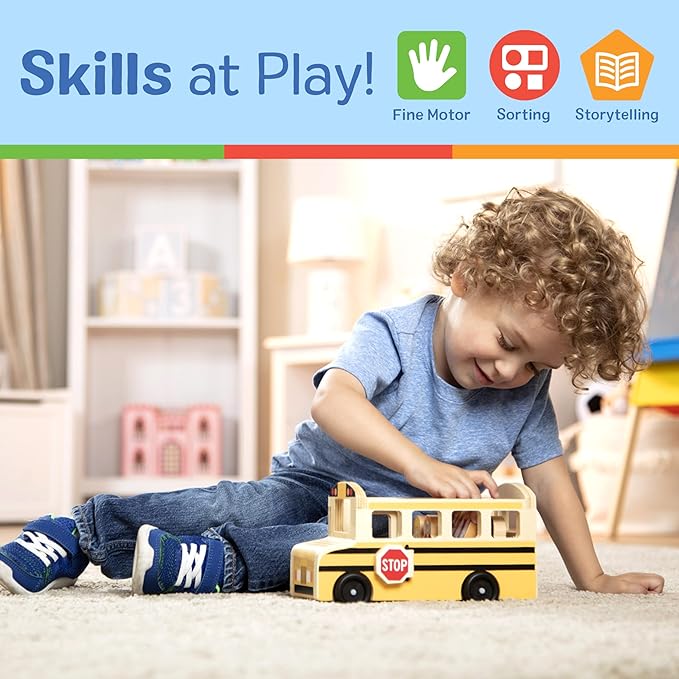 Melissa & Doug School Bus Wooden Play Set with 7 Play Figures