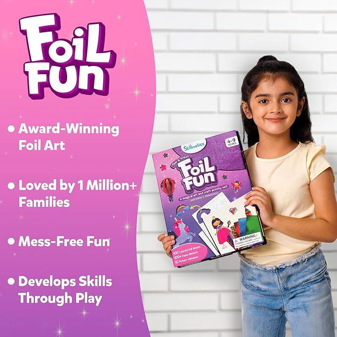 Skillmatics Foil Fun - Unicorns & Princesses, No Mess Art for Kids, Craft Kits & Supplies, DIY Creative Activity, Travel Toys, for Ages 4, 5, 6, 7, 8, 9