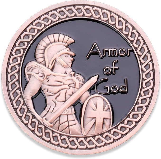 Armor of God Challenge Coin - Antique Copper - Collector's Medallion - Military Coins Designed by US Military Veterans (Pack of 2)