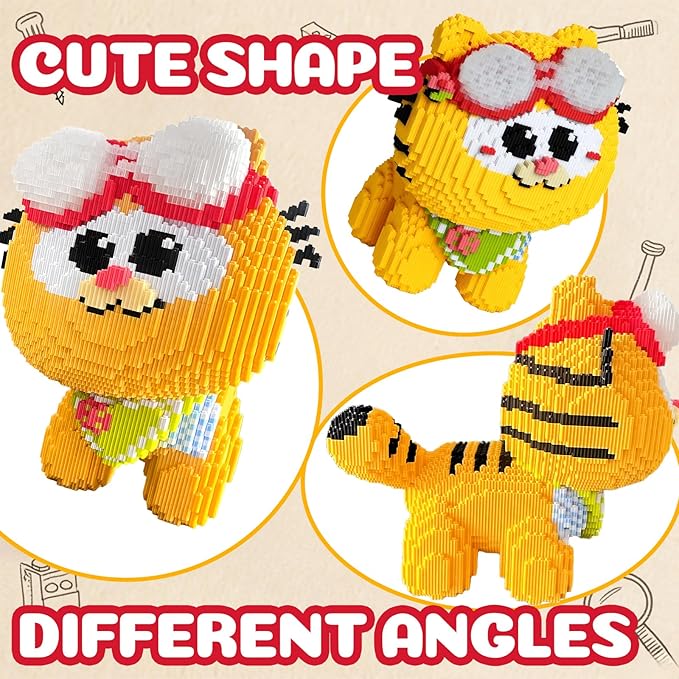 Animal Ginger Cat Micro Building Blocks Set 3D Cute Cat Mini Blocks for Adults Boys and Girls(8000 Pieces)