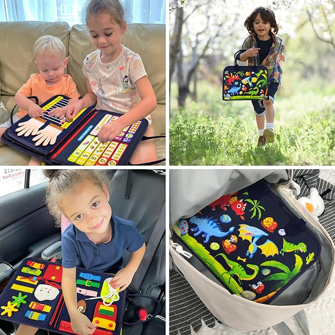 Montessori Busy Board for Boys 3 4 5 Year, Sensory Toys for Toddlers 3-6, Ideal for Travel and Preschool - ABCs, 123s, Shapes, Colors, Animals, Weather, Birthday Gifts