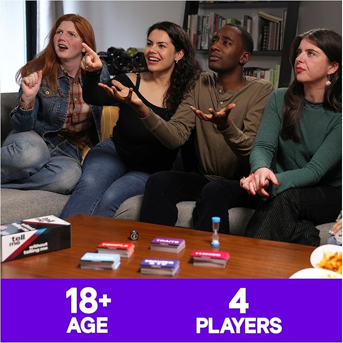 Spin Master Games, Tell Me Without Telling Me, 2025 Edition with New Cards, The Viral Adult Party Game for Bachelorette Parties, College, Friendsgiving, Adult Card Game, 4+ Players, for Ages 18 & Up