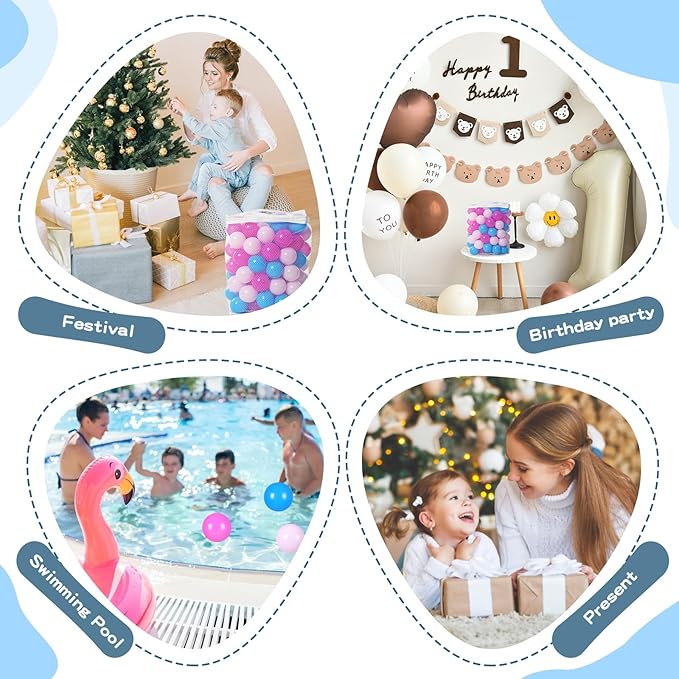 Ball Pit Balls Pack of 100 200 500 - Star and Round Set BPA Free Phthalate Free Non-Toxic Crush Proof Play Balls Soft Plastic Balls for Toddlers Baby Kids Birthday Pool Tent Party