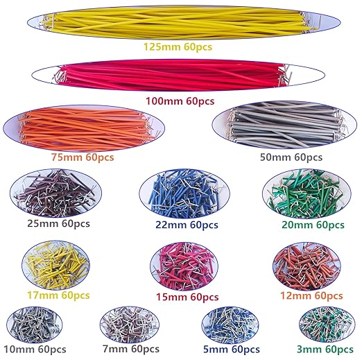 840 Pcs Breadboard Jumper Wires Kit, 14 Lengths Solderless Flexible Connecting Cables, Pre-Stripped & Pre-Formed Right Angles, for Arduino, DIY Electronic Projects, PCB Circuit Boards