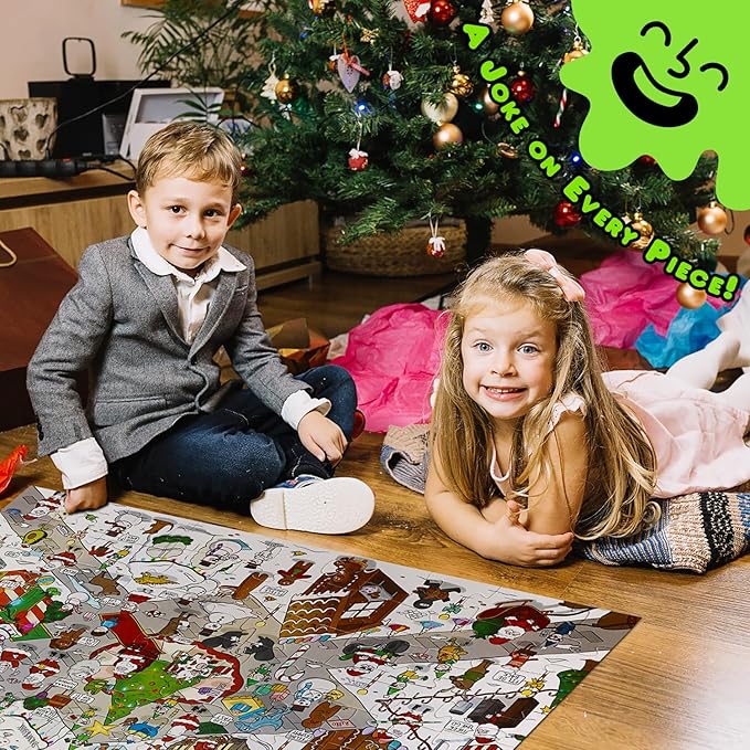 Christmas Joke Puzzle – 72pcs Christmas-Themed Kids Jigsaw Puzzle for Adults, Extra Large Floor Puzzles for Kids Ages 5+, Fun Adult Puzzles & Toddler Educational Toys (24" x 36")