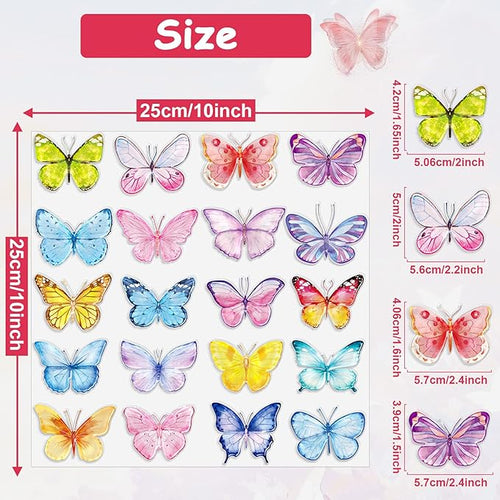 20PCS Butterfly Thick Gel Cling Spring Window Gel Clings Decals Stickers Butterfly Window Decorations for Kids Toddlers Home Airplane Classroom Nursery Spring Party Supplies Removable Reusable