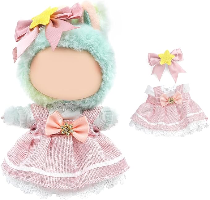 17cm Doll Clothes Set-Adorable Outfits for Dolls-Stylish Accessaries Clothes Dress-Up-Replaceable Clothing Collections, Includes Hat, Top, Skirt(Pink-Style A)