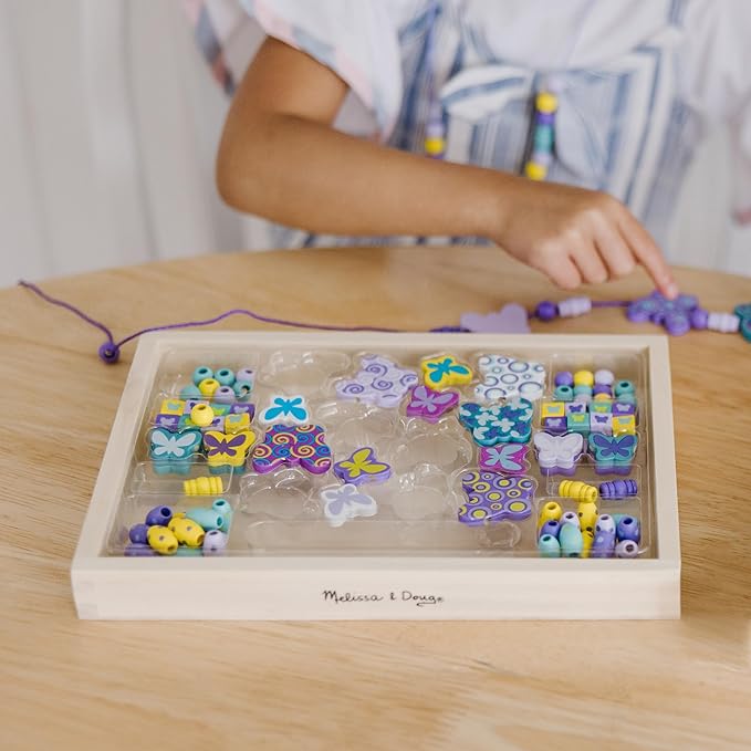 Melissa & Doug Created by Me! Butterfly Beads Wooden Bead Kit, 150+ Beads for Jewelry-Making