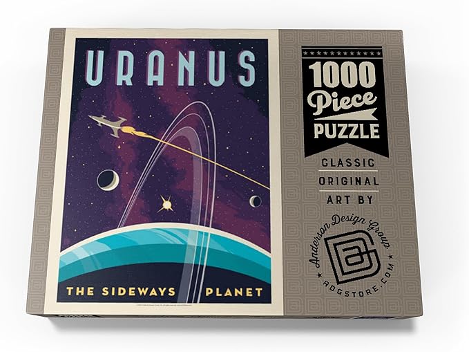MyPuzzle Uranus: The Sideways Planet, Vintage Poster - Premium 1000 Piece Jigsaw Puzzle for Adults