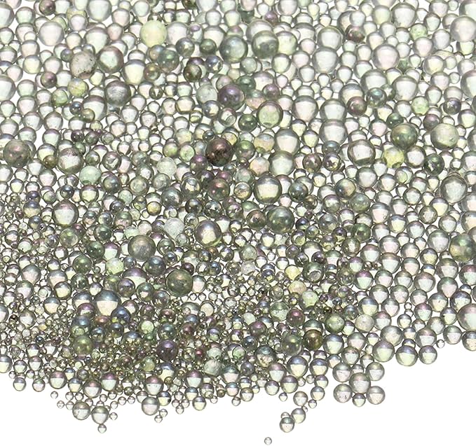 Iridescent Glass Tiny Bubble Beads, 0.4-3mm 10g No Hole Micro Mini Round Gray Water Droplets Beads - Applications: for Resin Filler, Nail Art, Dollhouse Bath Tub