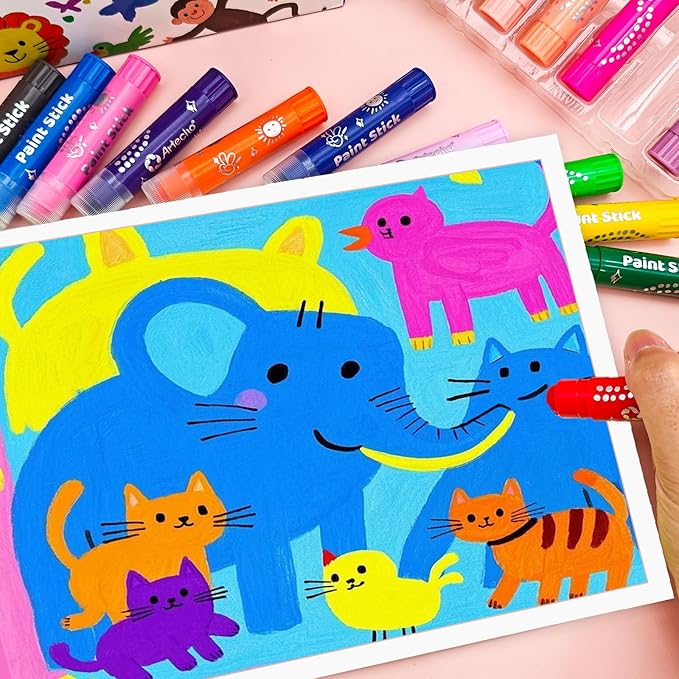 Tempera Paint Sticks, 36 Colors Washable Paint Sticks for Kids Including 12 Vibrant Colors, 12 Pastel Colors, 6 Neon Colors and 6 Metallic Colors