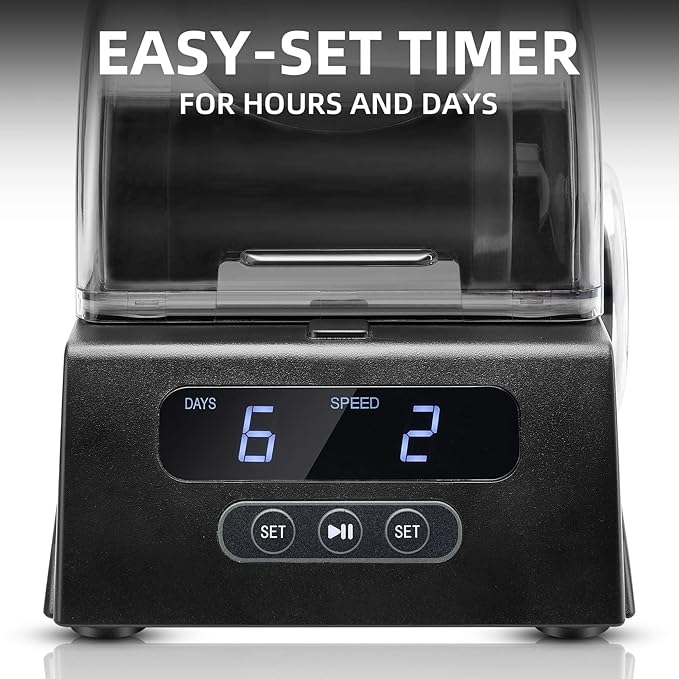 Rock Tumbler Kit Adults - Rock Polisher Tumbler with Noise Reduction Cover, Speed&Timer Control, Includes 4 Polishing Grits, Rough Gemstones, Learning Guide etc., Great Science Gift for All Ages
