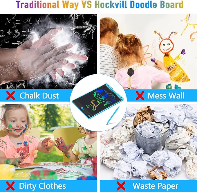Hockvill LCD Writing Tablet for Kids 8.8 Inch, Toys for Girls Boys Drawing Pad for 3 4 5 6 7 Year Old Kids Toys, Children’s Day Gift Toddler Doodle Board Travel Essentials, Birthday Gift for Children