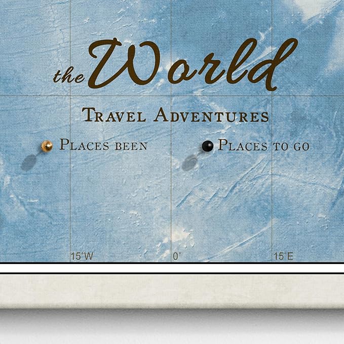 Canvas World Map with Cork Pin Board - English Lettering - Decorative Wall Decoration for All Rooms - Canvas Pictures with World Map Motif (90x60 cm, Pattern 15)