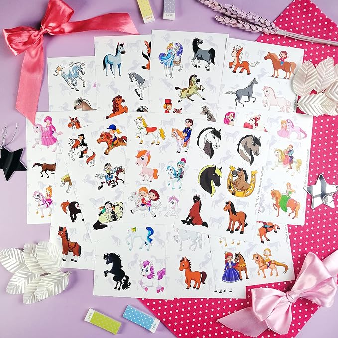 BulbaCraft 100Pcs Horse Stickers, Vinyl Horse Decals for Girls, Pony Party Favors, Gifts for Women & Men