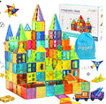 Ziggzo Magnetic Tiles for Kids Ages 4-8 | 100 Magnet Tiles with Storage Bag and 2 Cars | STEM Building Blocks for Creative Learning