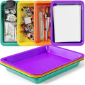 DOODLE HOG Set of 4 Art Trays for Kids, Great for Lego, Sand, Crafts, Painting, Montessori, Rainbow Trays for Classroom