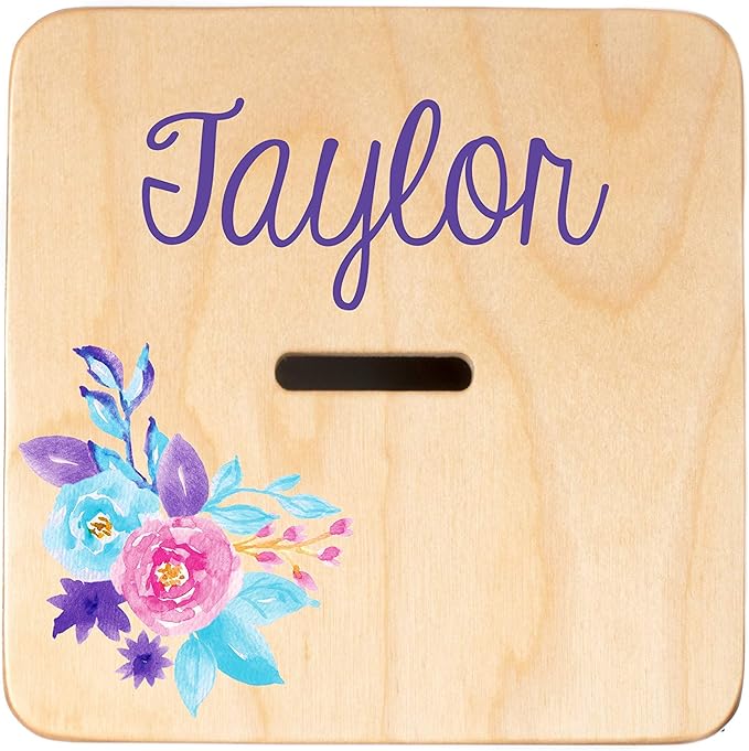 Wooden Piggy Bank for Kids and Adults, Personalized Gift Handmade in USA by BloomOwl, Custom Piggy Bank, Personalized Banks for Kids, Gifts for Baby Boys and Girls (Unicorn)
